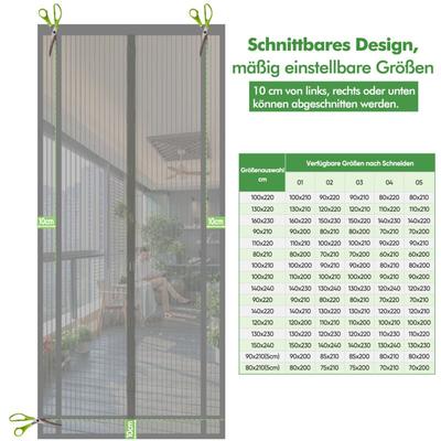 Sekey - Insektenschutz Fliegengitter Moskitonetztür Zuschneidbar Türvorhang für Tür 140x240cm, Grau Image