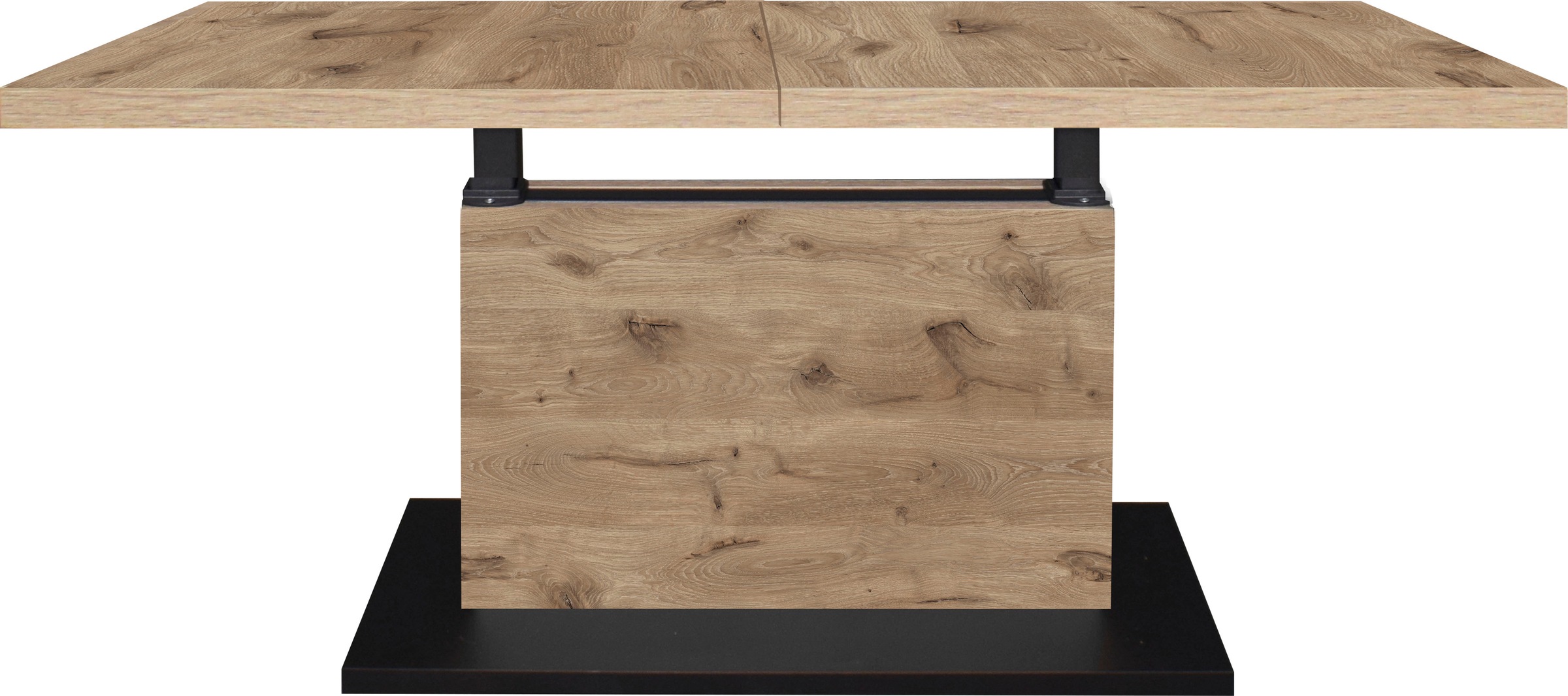 Couchtisch MÄUSBACHER "Lift Couchtisch", braun (vulkanschwarz supermatt, viking oak, viking oak), B/H/T: 160cm x 75cm x 70cm, Synchron-Auszug, Tische, Couchtisch, höhenverstellbar 56-75cm, Breite Tischplatte 120-160cm, Metallgestell