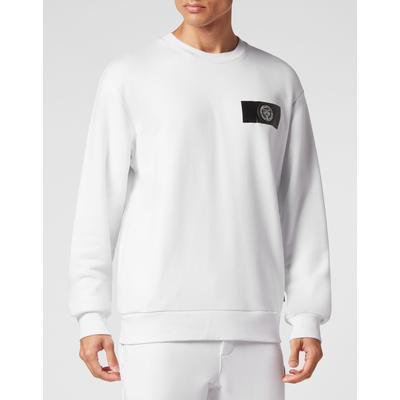 Sweatshirt PLEIN SPORT "Sweatshirt", Herren, Gr. XL, weiß (01, weiß), Obermaterial: 88% Baumwolle, 12% Polyester, Sweatshirts Image