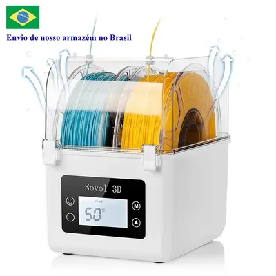 US.EU Sovol 2 Rolls Filament Dehydrator Spool Holder Filaments Dry Box for 1.75mm, 2.85mm ABS PLA