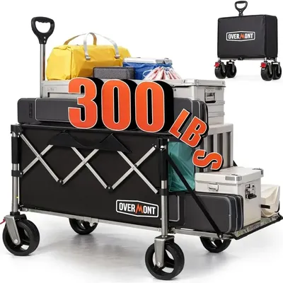200L Foldable Wagon Cart - 49.2" Extended Heavy Duty Collapsible Folding Utility Wagon with