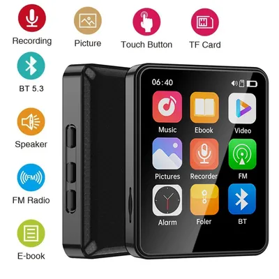 Bluetooth 5.3 MP3 Music Player with 2.4Inch HiFi MP4 Walkman Full Touch Screen Built-in Speaker