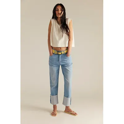We The Free Isabelle Slim Cuffed Jeans at Free People in Taboo, Size: 33