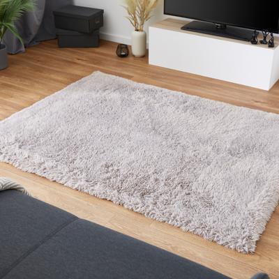 Teppich ANDIAMO "Alpa", grau, B:120cm H:36mm L:170cm, Obermaterial: 100% Polyester, Teppiche, Uni Farben, Microfaser, besonders weich & kuschelig, Schlafzimmer Image