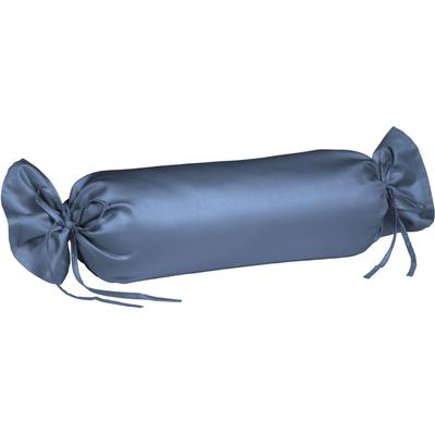 Nackenrollenbezug FLEURESSE "Colours", blau (denim), B:15cm L:40cm, Mako-Satin, Obermaterial: 100% Baumwolle, Kissenbezüge, Mako Satin, glänzend, glatt, Premium Qualität Image