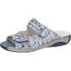 Pantolette WALDLÄUFER "GARDA", Damen, Gr. 6,5, blau (jeansblau), Veloursleder, gemustert, casual, Schuhe, Sommerschuh, Klettschuh, Hausschuh in Bequemweite G (= weit)