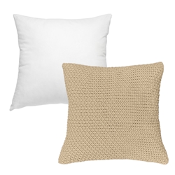 wometo Kissenbezug Strick 45x45 beige mit Federkissen Füllung - Reißverschluss OEKO-TEX Dekokissen Sofakissen weiche Kissenhülle mit Strickmuster Image