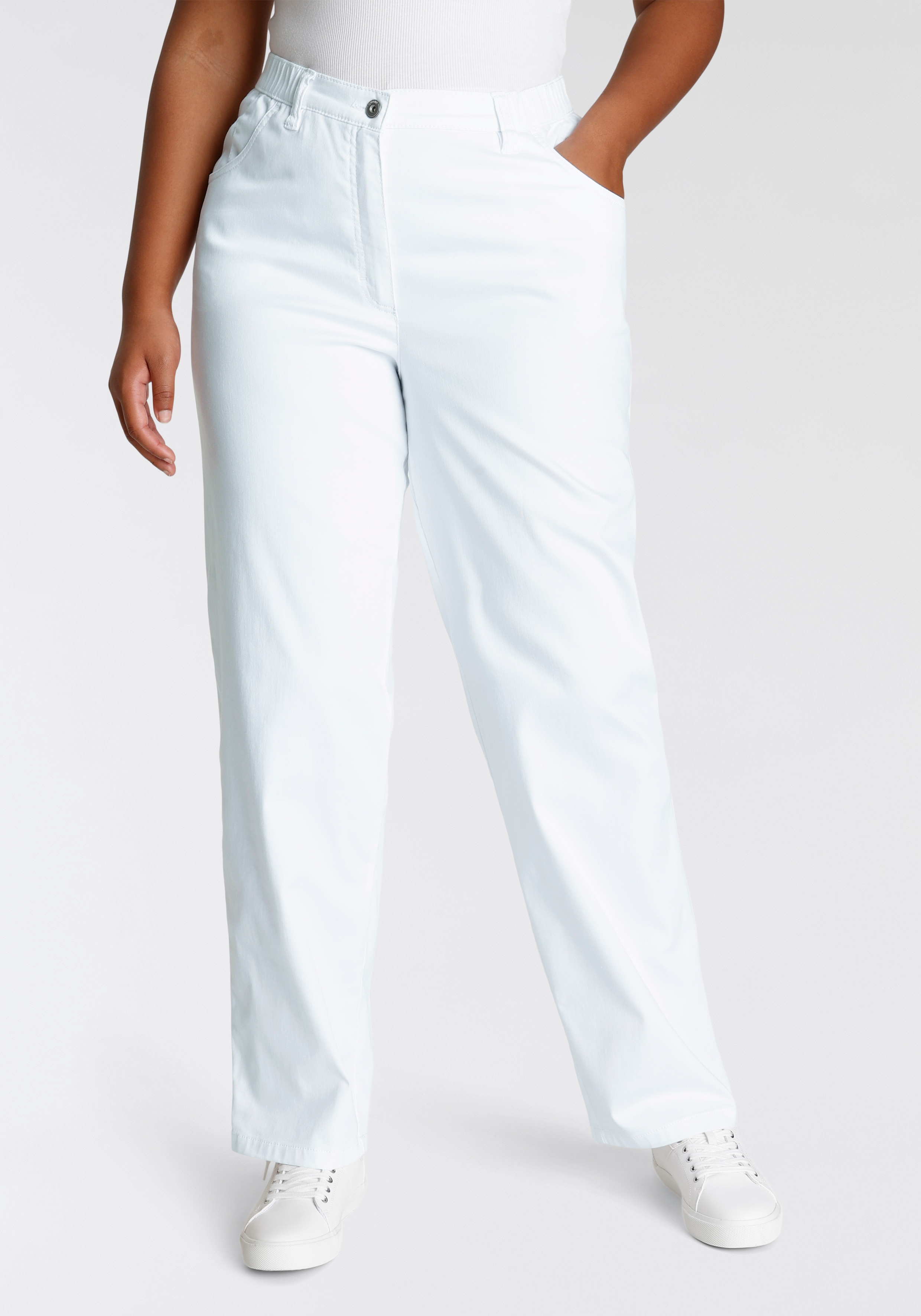 Straight-Jeans KJBRAND "Babsie", Damen, Gr. 52, N-Gr, weiß, Denim/Jeans, Obermaterial: 78% Baumwolle, 18% Polyester, 4% Elasthan, unifarben, straight fit lang, Jeans Straight-Jeans, mit Stretch