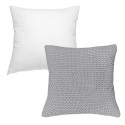 wometo Kissenbezug Strick 45x45 grau helles grau mit Federkissen Füllung - Reißverschluss OEKO-TEX Dekokissen Sofakissen weiche Kissenhülle mit Strickmuster Image