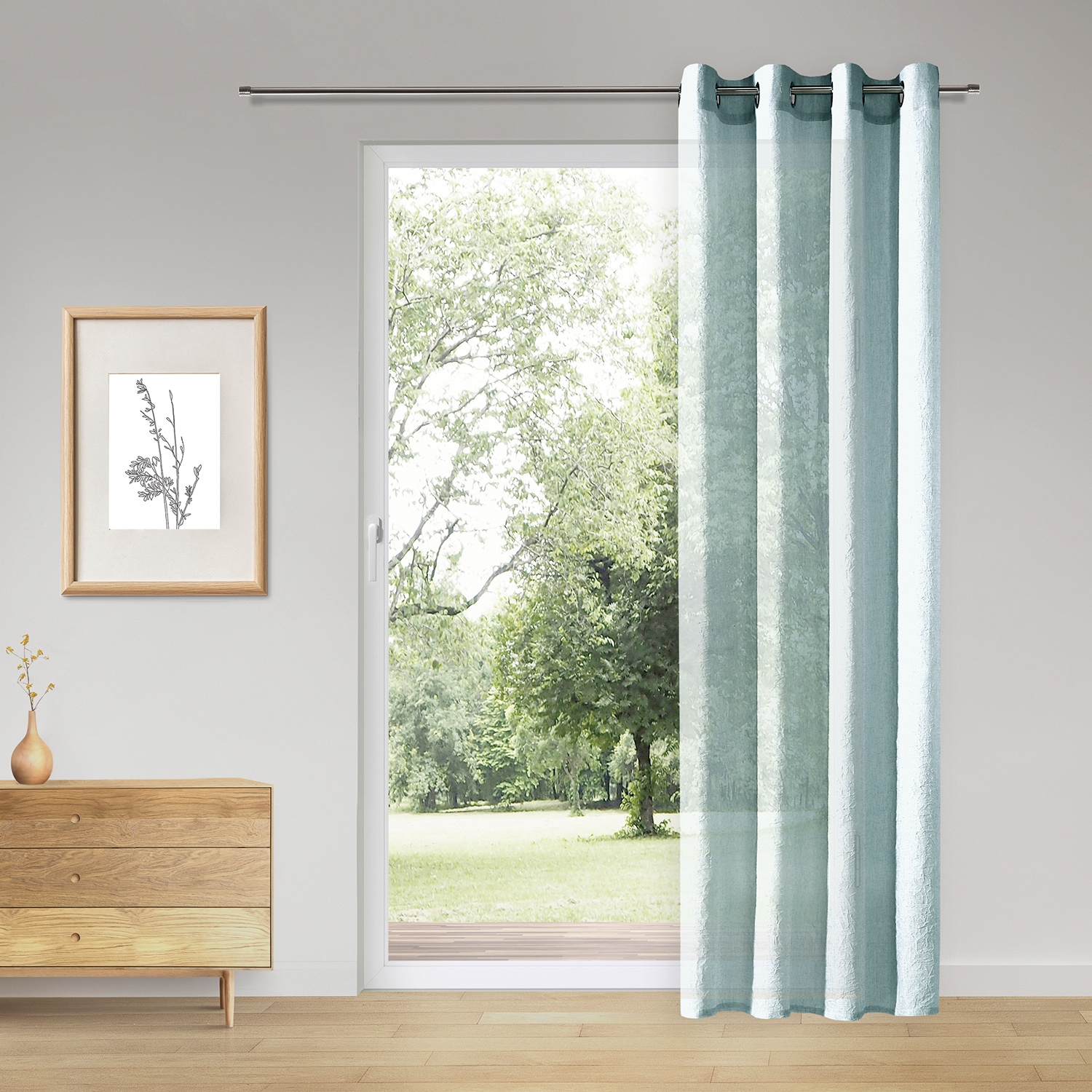 Vorhang GERSTER "Dalia" Gr. 1, grün (mint), B:145cm H:245cm, Polyester, Gardinen, SB-Ösenschal "Dalia"