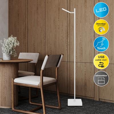 NÄVE LED Stehlampe "Lupa", weiß, 1 flammig, H: 135,00cm,, Lampen, Akkuleuchte, USB-C Kabel, weiß, dimmbar(Touch), Schirm drehbar, Metall Image