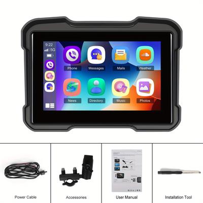TEMU 5-inch Screen Car Stereo Radio Smart Player Supports Carplay/ For Auto/ Usb Input/ High Brightness/ Multi-language Support/ With Adjustable Mount For Motorcycles & Cars