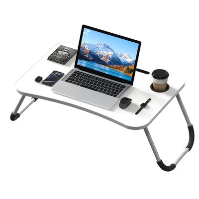 TEMU Collapsible Laptop Table With Built-in Slots And Cup Holder, Mdf Notebook Stand For Sofa, Bed, Couch, Camping, Picnic, 60 X 40 Cm Image