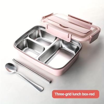 TEMU 1pc Durable 304 Stainless Steel Lunch Box - Leak-proof, 3 Compartments Bento Container For Students And Office Workers - Portable, Easy To Clean, School And Work, Father's Day Gift Image