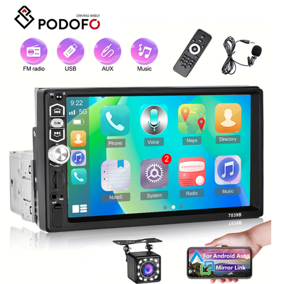 TEMU Podofo Single Din Car Stereo Wireless Carplayer For Auto, 7 Inch Touch Screen Car Radio With Wireless 5.1, , Fm Swc Usb Eq And Backup Camera