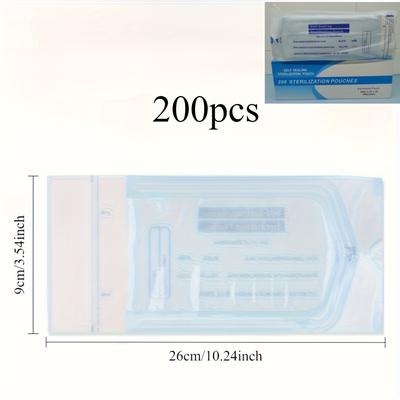 TEMU 200/box Individual Disposable Nail Art Tool Sanitizing Bags, Self-sealing, Heat-resistant, Unscented, For Nail Art And Foot Care Tools, Single Use Image