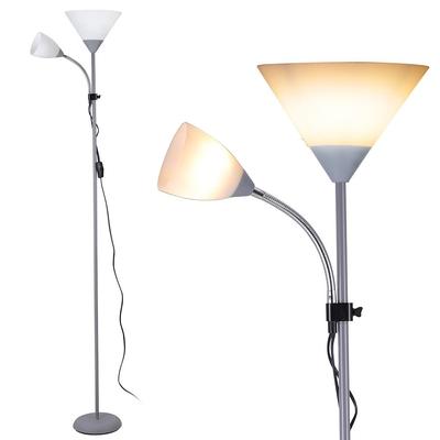 TEMU Floor Lamp 180 Cm Tall With Adjustable Arm 2 Lampshade Metal Color Gray Image