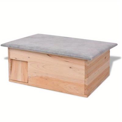 TEMU Natural Wood Hedgehog Home 18x13x9 Inches - Outdoor Winter Shelter & For Wild Hedgehogs, Durable Wooden Hideout With Roof , Easy Assembly, Weather-resistant Design Image
