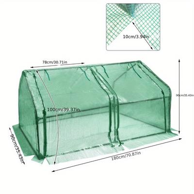 TEMU 180x90x90cm Mini Greenhouse With 2 Roller Doors, Suitable For Tomatoes, And Raised Beds, Gardens And Image