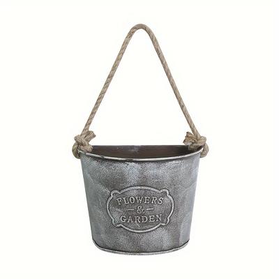 TEMU 1 Set Retro Old Tin Wall Hanging Flower Pot, Balcony Succulent Plant Hanging Flower Pot, Decor Flower Pot Hanging Image