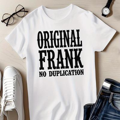 TEMU Frank Print T-shirt, Short-sleeved Crew Neck Casual Top Suitable For Summer And Spring, Women's Apparel. Image