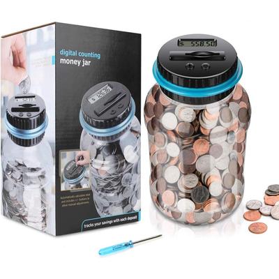 TEMU Digital Piggy Bank, Large-capacity Coin Bank, Counting Money Jar, Electronic Digital Counting Piggy Bank With Lcd For Girls Boys Kids Adults As Christmas Birthday New Year's Day Gifts (blue) Image