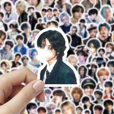 TEMU 100pcs Kpop Themed Sticker Set, Designed For Male Group Fans With Irregular Patterns - Self-adhesive And Everyday Use And Online Concerts For -z Fans, An Ideal Gift For Fans Image