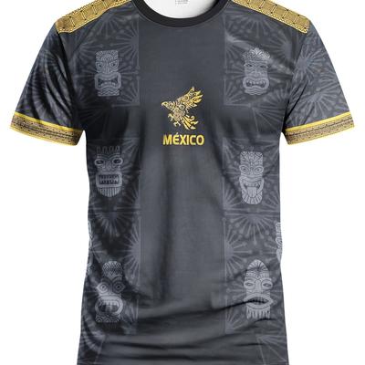 "TEMU Men's Mexican Soccer Jersey - "mexico" Graphic, Eagle & , Comfortable & Breathable, Training, Matches, And Casual Wear, Soccer Jersey|crew Neck Top|stretchy Fabric, Soccer Gear" Image