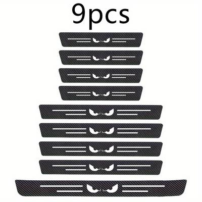 TEMU 9pcs Eye Car Door Sill Protector, Scratch & Slip-resistant, Self-adhesive Installation, Fits All Cars - Black With , Car Door Sill Protection | Stylish | Protector