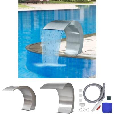 Garten-Wasserfall Pool-Fontäne Edelstahl 45x30x60 cm - Brunnen & Wasserfälle - Silber - The Living Image