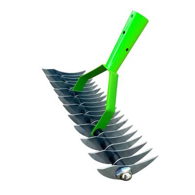 Coocheer - 32,5 cm breiter Vertikutierrechen, Edelstahl-Vertikutierrechen zum Reinigen von Rasen, Image