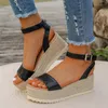 Damenschuhe plus Größe 35-41 Sommer Plateaus andalen Mode High Heel Gladiator Wedges Casual Peep Toe