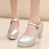 Kleine Größe 32-43 Elegante Rot Silber Hochzeit Schuhe Frauen Plattform Pumpen Flache Block High