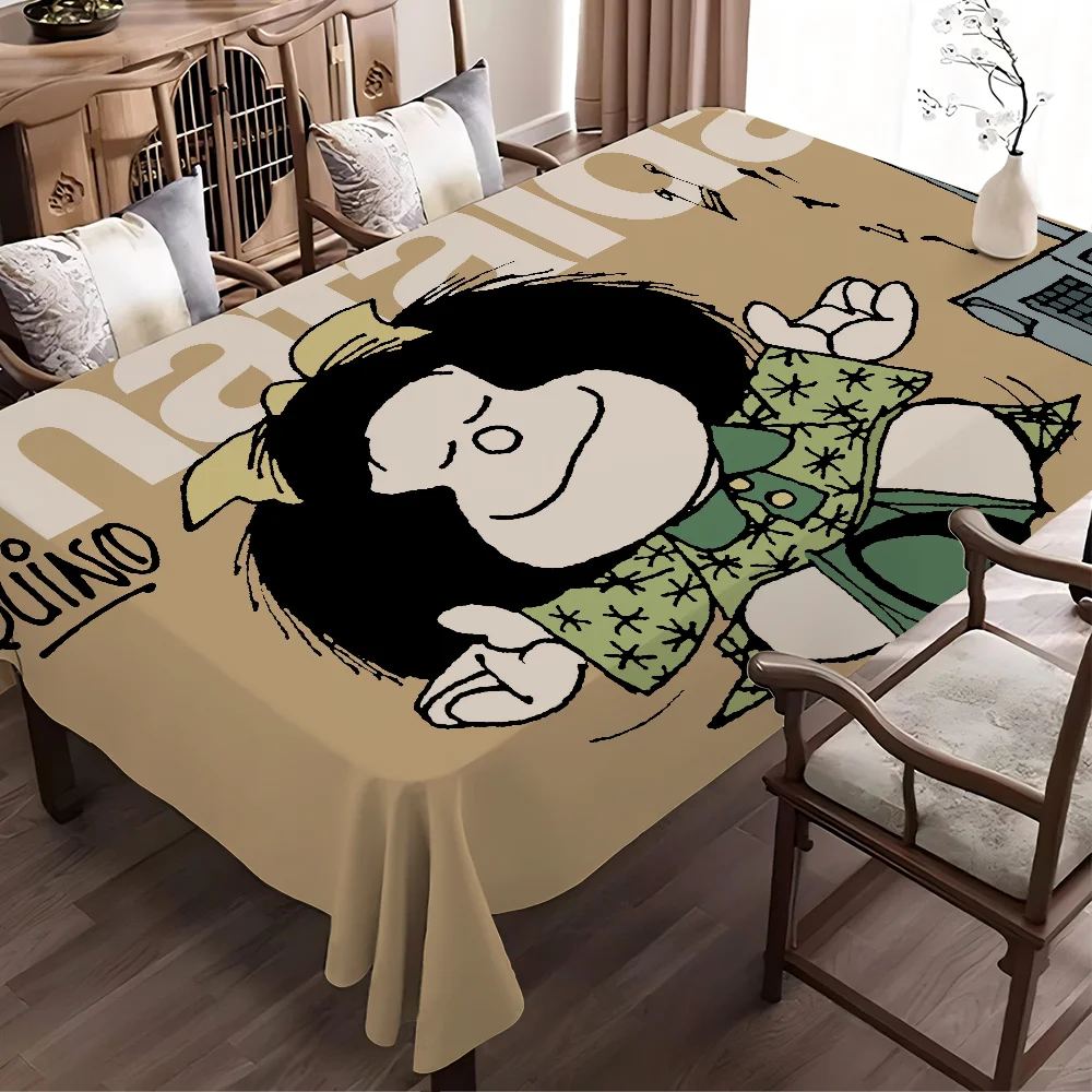 M-Mafalda Girl Rechteckige Tischdecken, waschbar, für Hochzeit, Party, Küche, Esszimmer, Wohnzimmer, Geburtstag, Dekorationstisch Image
