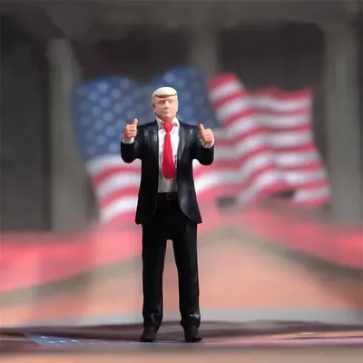Un/Bemalte Trump-Miniaturfigur im Maßstab 1:64, Mini-Diorama-Harzmodell, Straße, DIY-Szene, Zubehör, Image