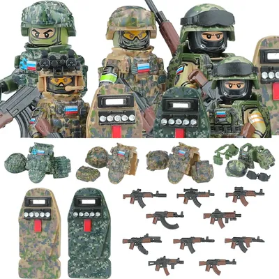 Stadt Armee Figuren Bausteine Russland Armee Soldaten Waffen Spezielle Kampf Uniform Schild Kampf Image
