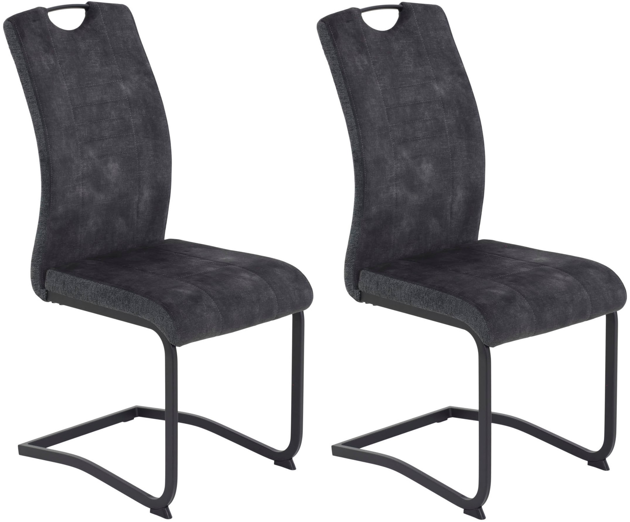 Freischwinger HELA "RIGA", schwarz (vintage anthrazit, schwarz, schwarz), B:44cm H:100cm T:60cm, Metall, Polyester, Stoff, Stühle, Freischwinger, Freischwinger,Vierkantrohrgestell,mit Griff,Stoffkombination