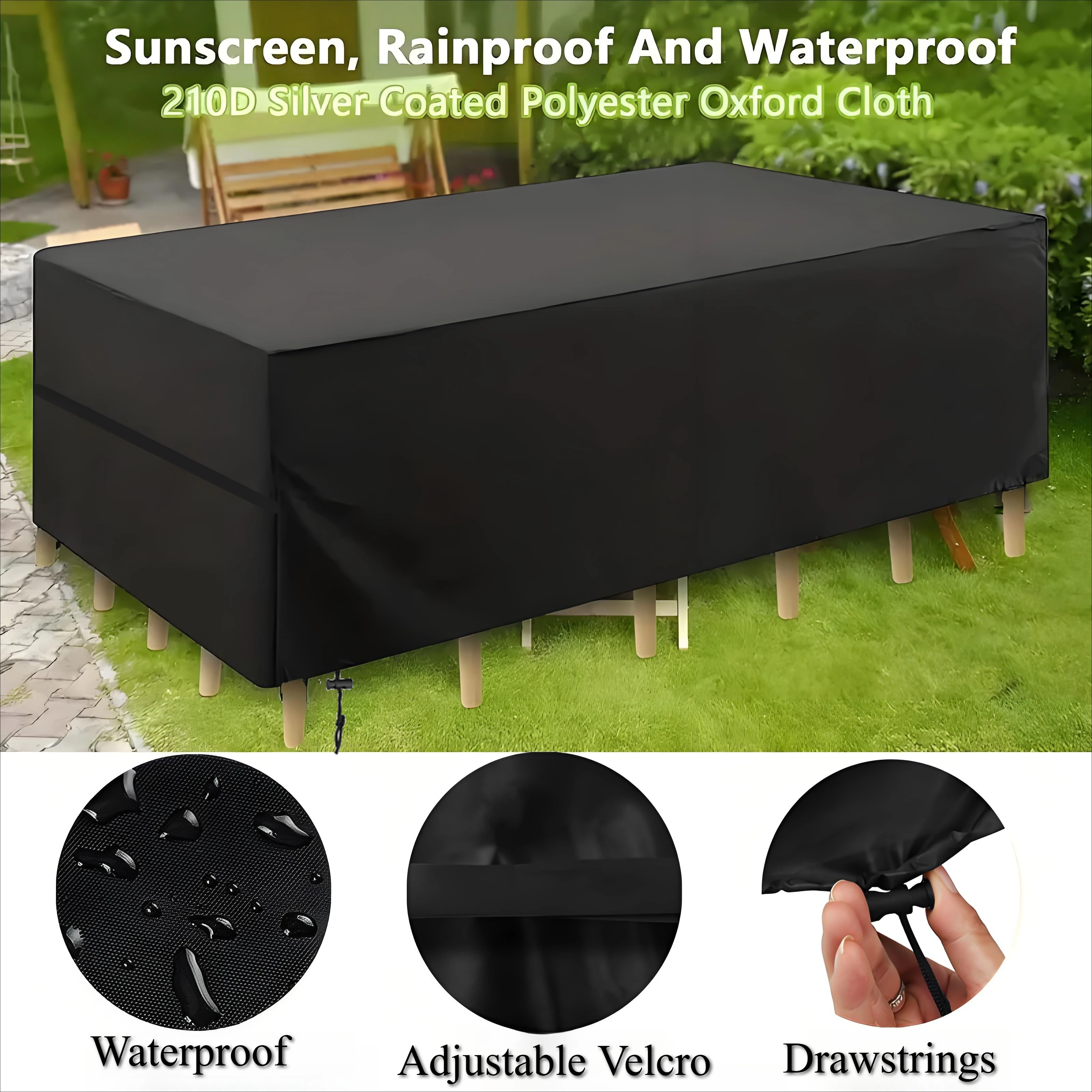 Gartenmöbelabdeckung, wasserdicht und winddicht, UV-Block, 210D Oxford-Stoff, Schutzhülle für Gartentisch
