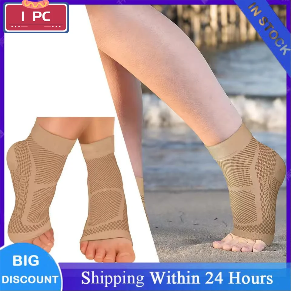 Kompressions-Knöchelbandage, Sockenärmel, für Herren und Damen, Neuropathie-Socken, Plantarfasziitis, mit Fußgewölbeunterstützung zur Schmerzlinderung Image