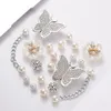 Kristall Silber Schmetterling Schuh Charm Sets Metall Kette Perle Blume Clog Sandale Dekoration Mode