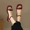 2025 sommer Frauen Sandalen Fashion Echtes Leder Schnalle Concise Büro Low Heels Plus Größe Damen Casual Outdoor Schuhe