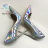 Größe 34-45 Damen High Heels 8-12CM Dünne Ferse Laser Silber Nachtclub Weibliche Schuhe