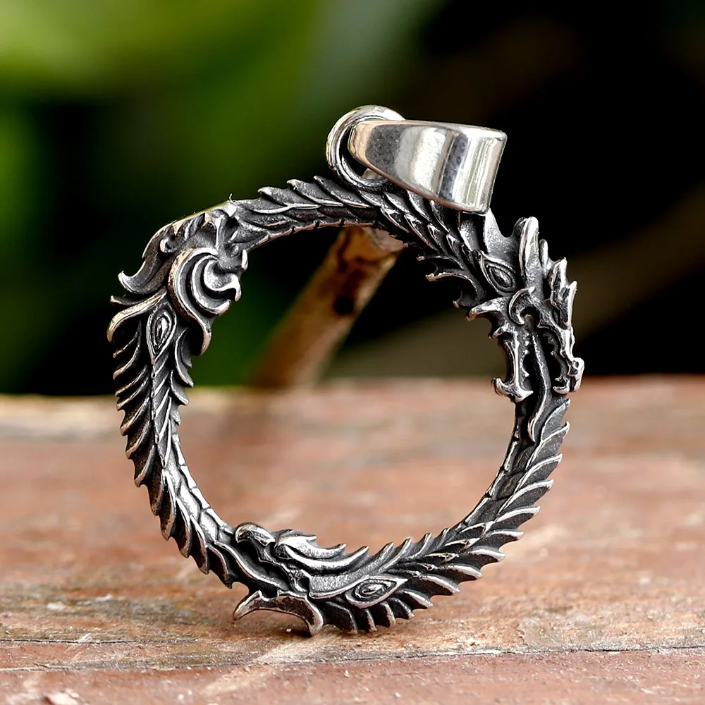 2025 NEUE Herren-Halskette mit rundem Drachenkopf-Anhänger aus 316L-Edelstahl für Teenager, Punk-Tier-Schmuck, Geschenk, kostenloser Versand Image