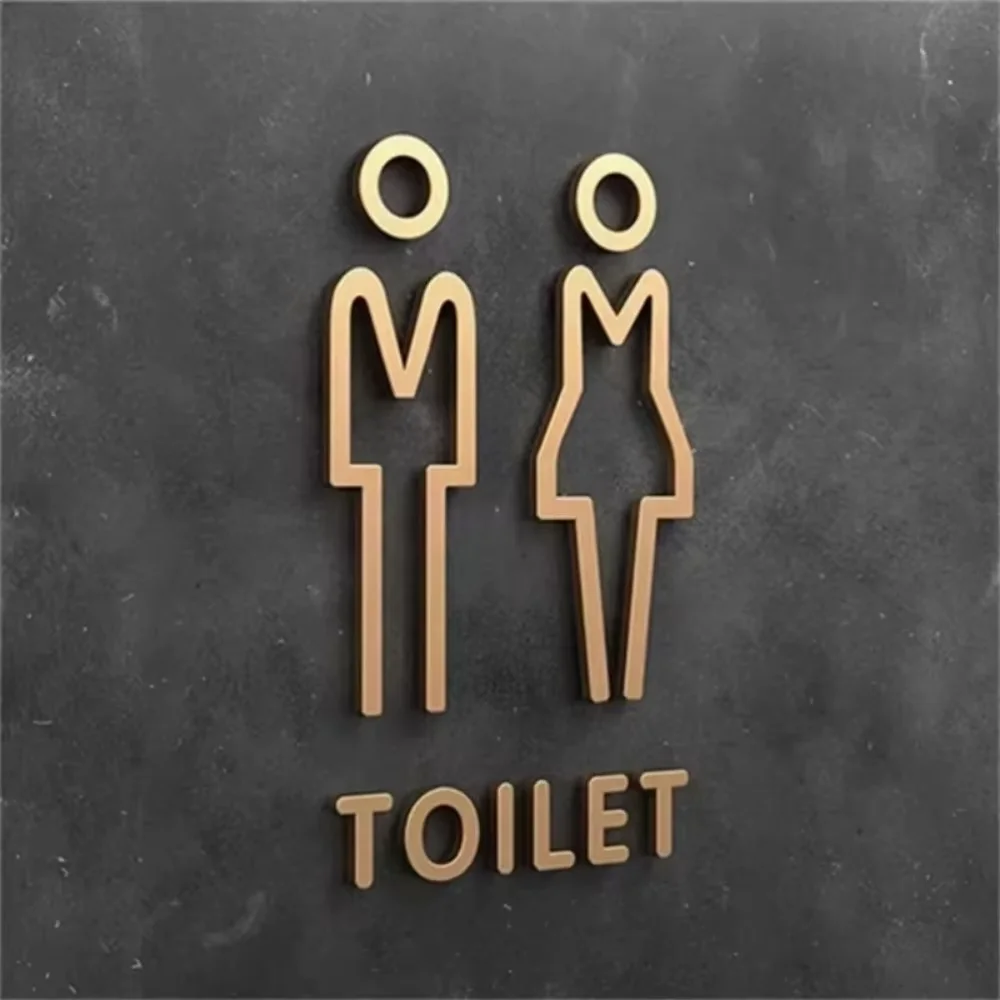 Badezimmerschild aus 3D-Acryl in Schwarz und Gold | Exquisite Wohndekoration | Glänzendes schwarzes Acryl mit eingebetteten Goldakzenten Image