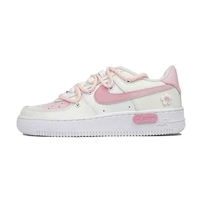 [Custom Women's blue cherry blossom pinkish-green]Nike Air Force 1 Skateboard Shoes Women's Low-Top