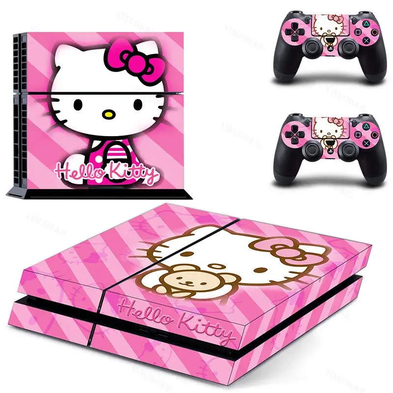 Hello Kitty Cinnamoroll für PS4 Skin Aufkleber für PlayStation 4-Konsole und Controller für PS4 Gamepad Controller Aufkleber Aufkleber