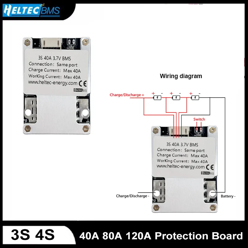 3S 4S BMS 40A 80A 120A Li-Ion LifePo4 Lithium-Batterie-Schutzplatine mit Balance BMS Image