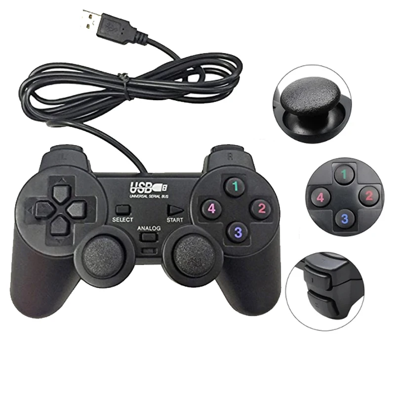 Wired Gamepad Controller for Joystick for Playstation 2 Vibration Shock Joypad Wired USB PC Control WinXP/Win7/Win8/Win10 For PC