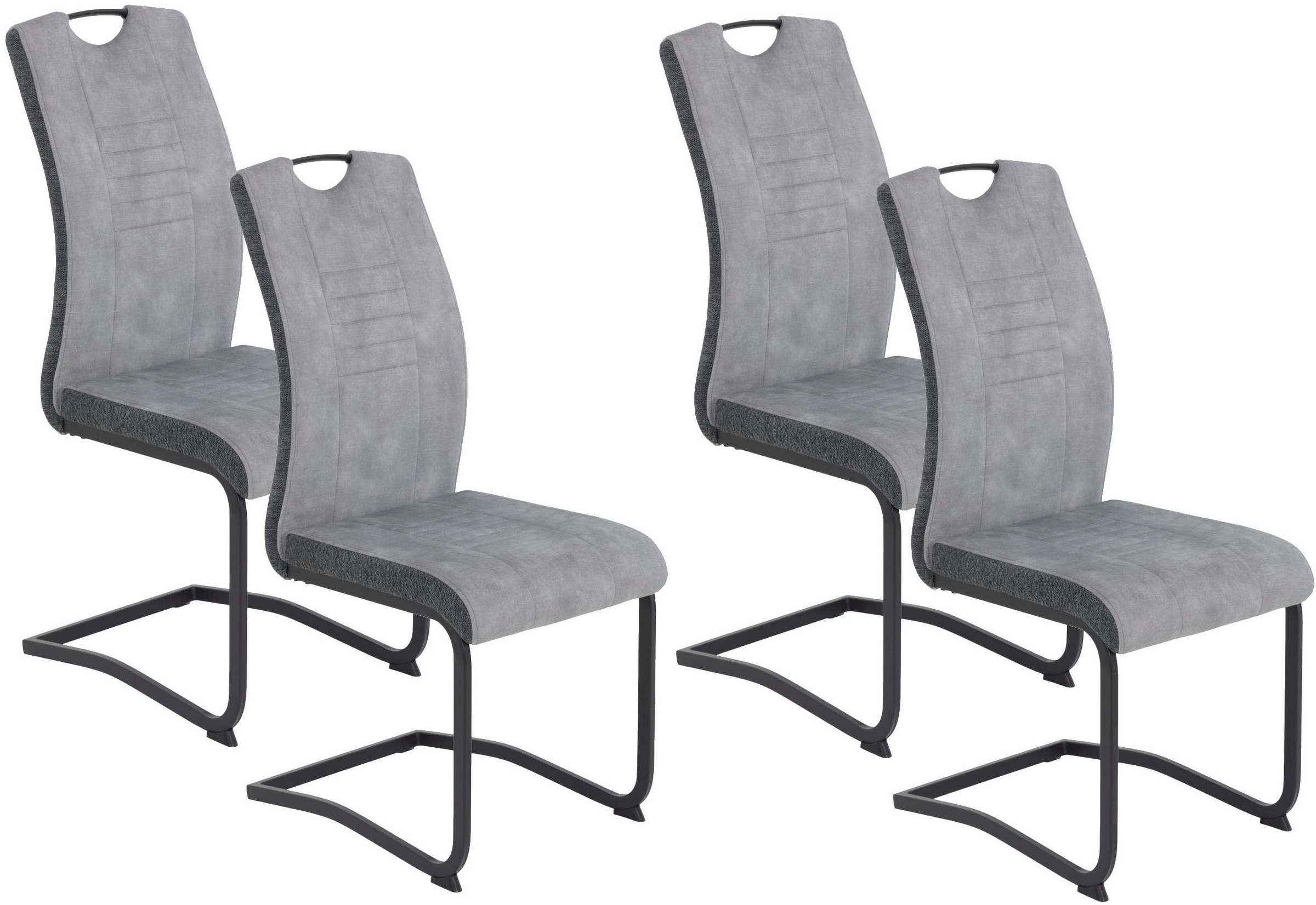 Freischwinger HELA "RIGA", grau (hellgrau, anthrazit, schwarz, schwarz), B:44cm H:100cm T:60cm, Metall, Polyester, Stoff, Stühle, Freischwinger, Freischwinger,Vierkantrohrgestell,mit Griff,Stoffkombination