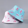 Flamingo Panama Eimerhut für Männer Frauen Sommer Eimerkappe Doppelseitig tragbar Sonnenhüte Bob Hut Hip Hop Gorros Fischerhut